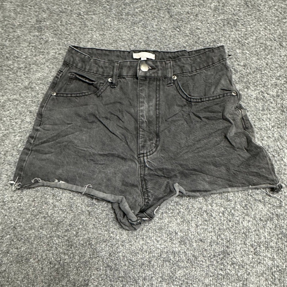 GB Shorts Womens Size 7 Black Denim High Waisted Raw Hem Frayed Casual Jean